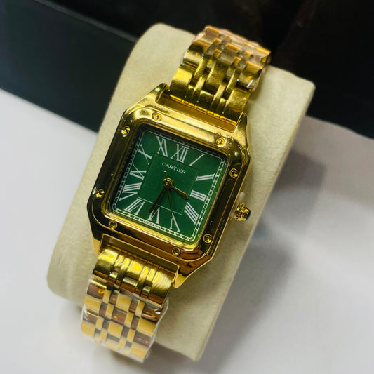 Vintage Cartier Watch (Gold Green Dial)