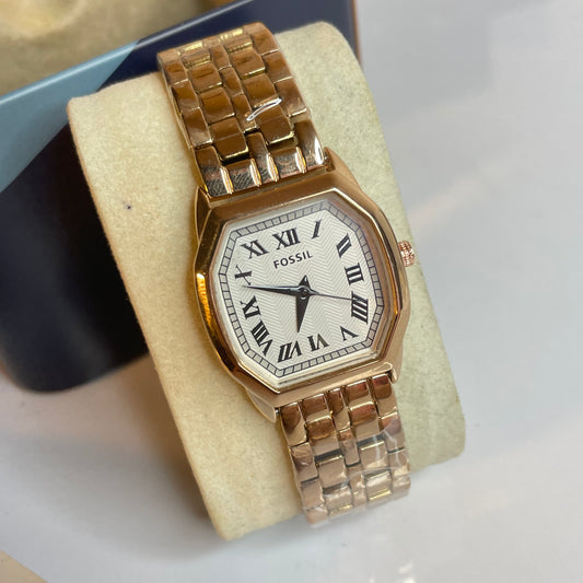 Vintage Fossil Watch (Rose Gold with White Dial)