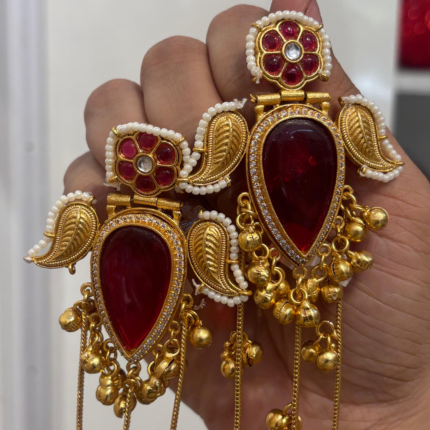 Anamika Kashmiri Jhumka (Red)