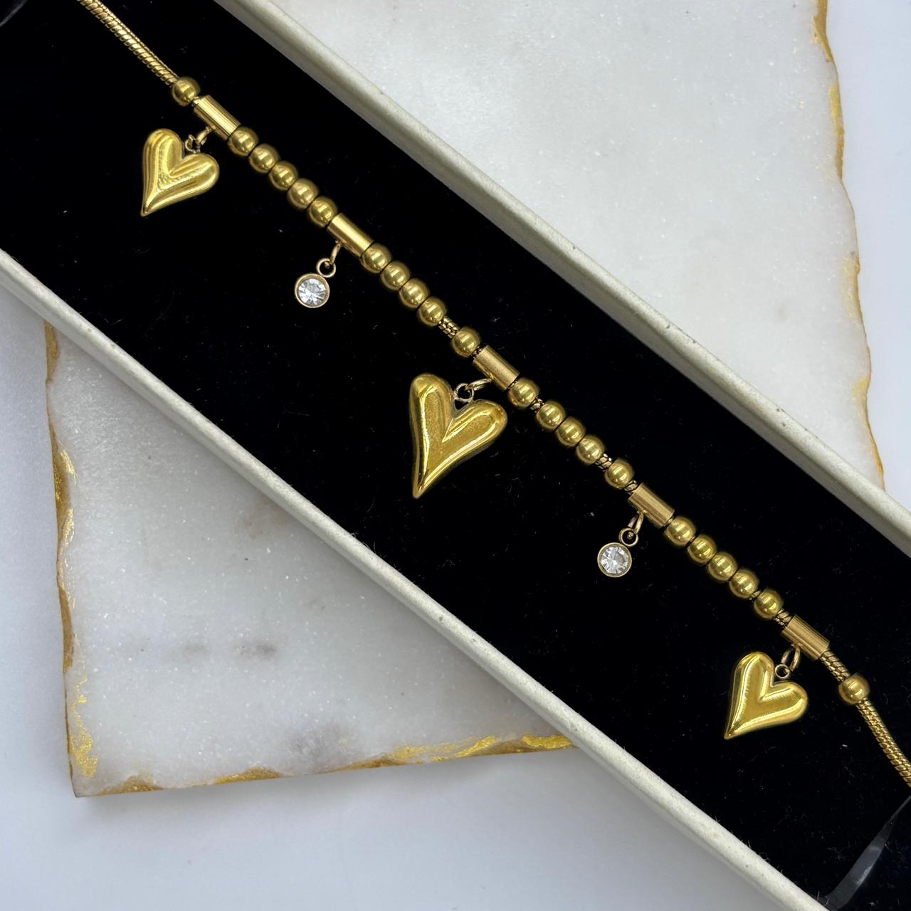 Viral Heart Charm Chunky Bracelet