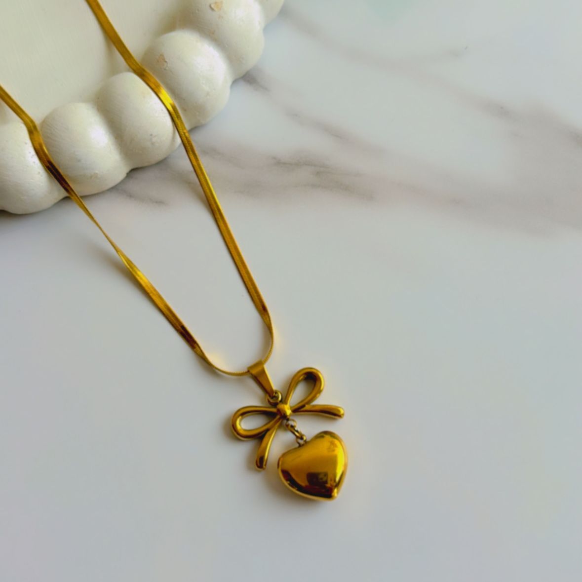 Bow Heart Necklace
