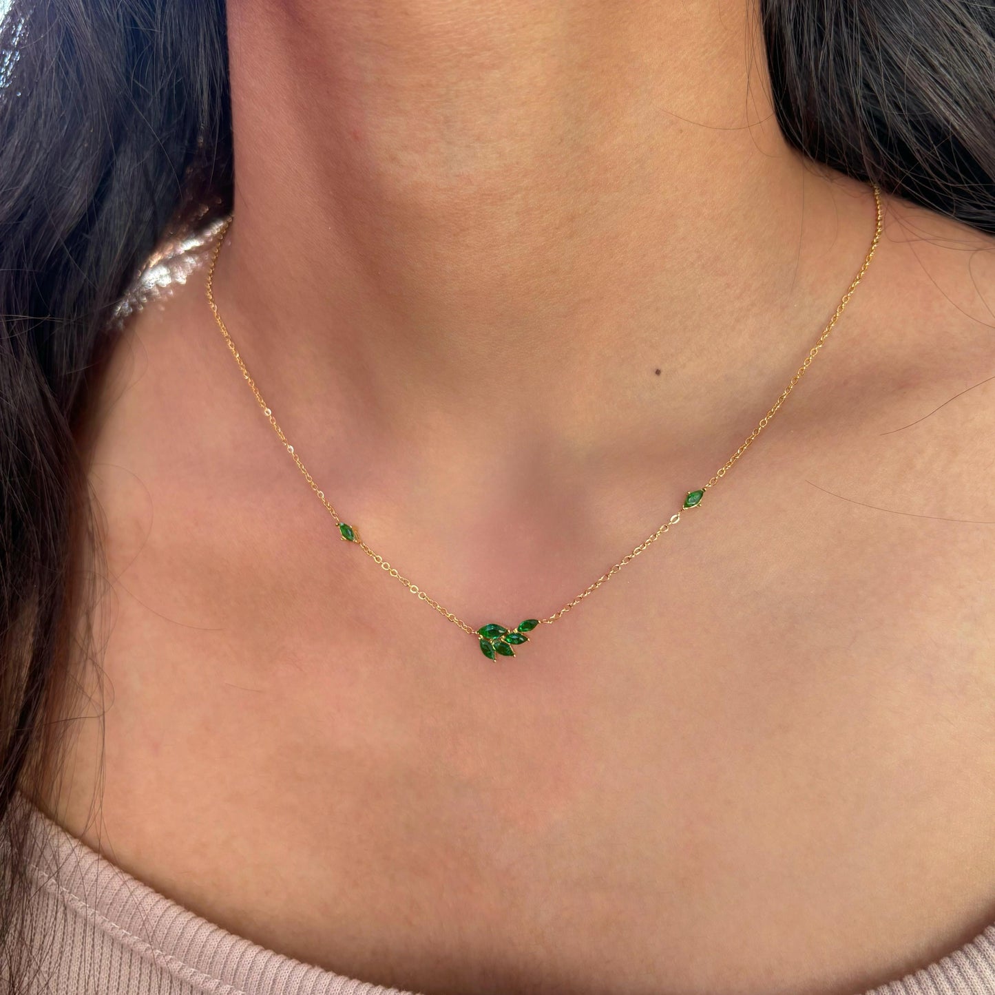 Emerald Leafy Necklace