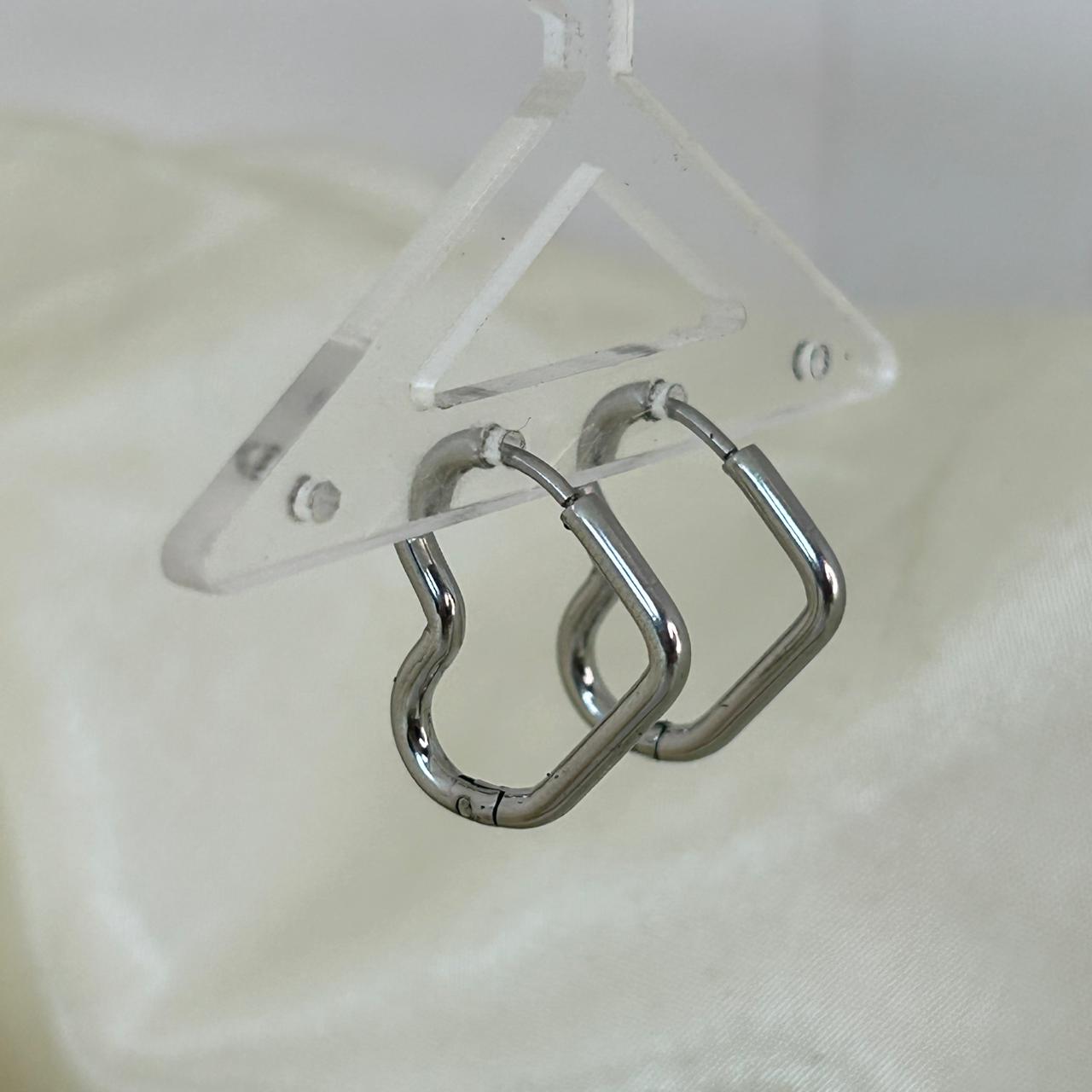 Classic Silver Heart Hoops