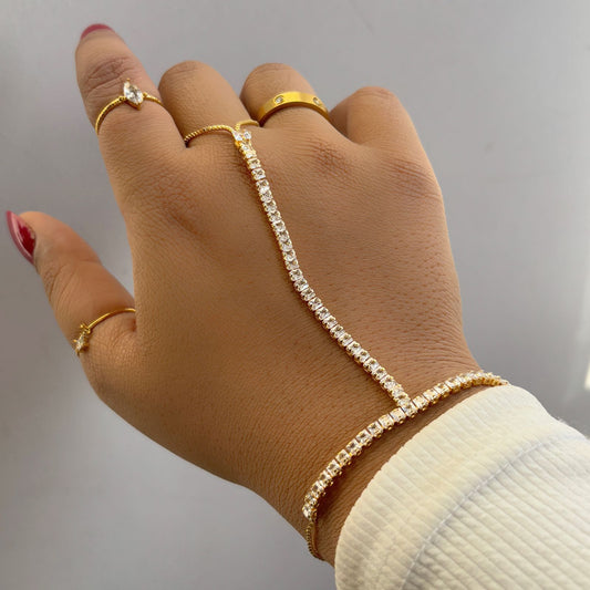Allure Tennis Hand Chain (Gold)