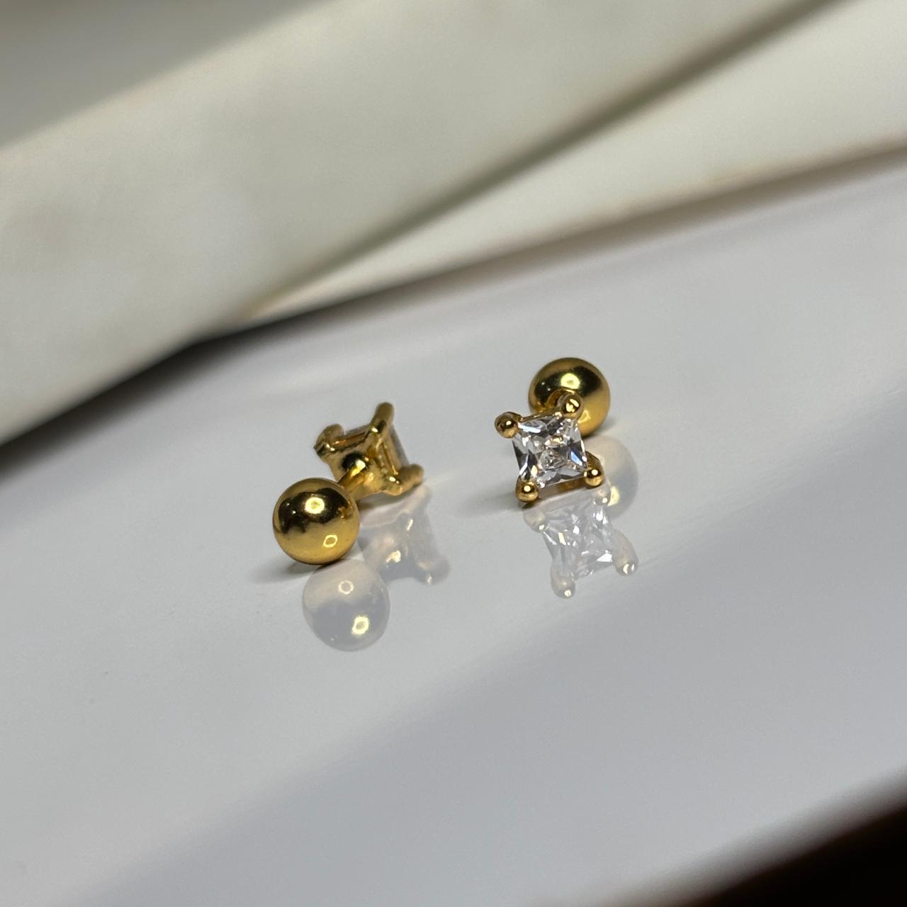 Square Solitaire Flatback Earrings