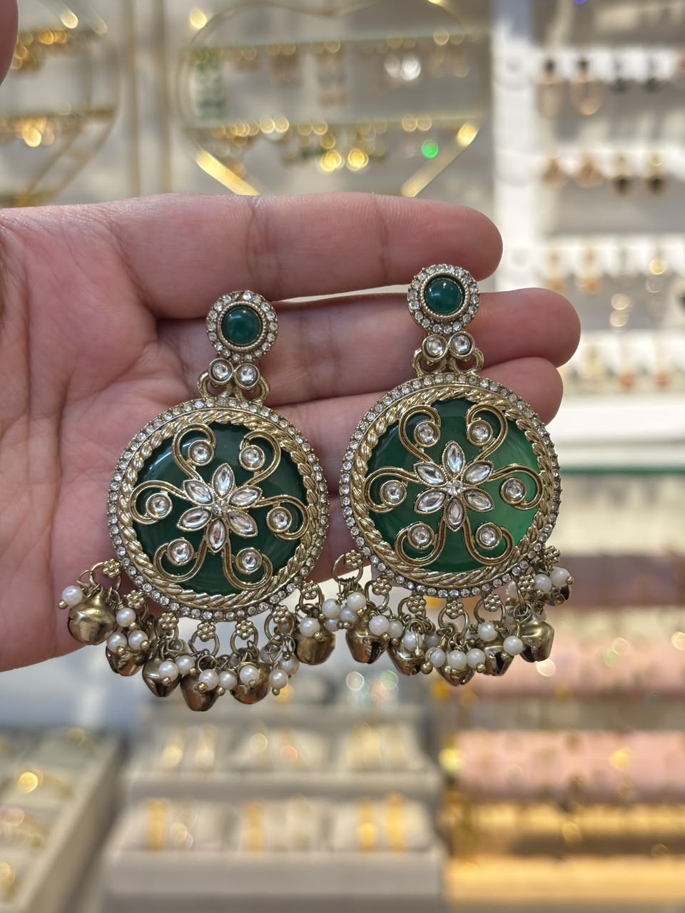 Sunehri Earrings ( Emerald )
