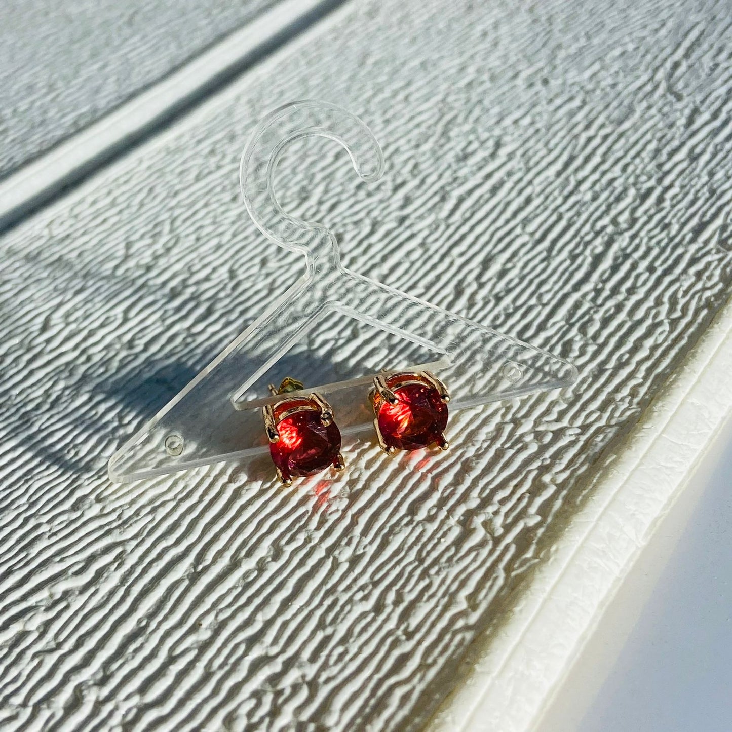 Ruby Oval Solitaire Studs •