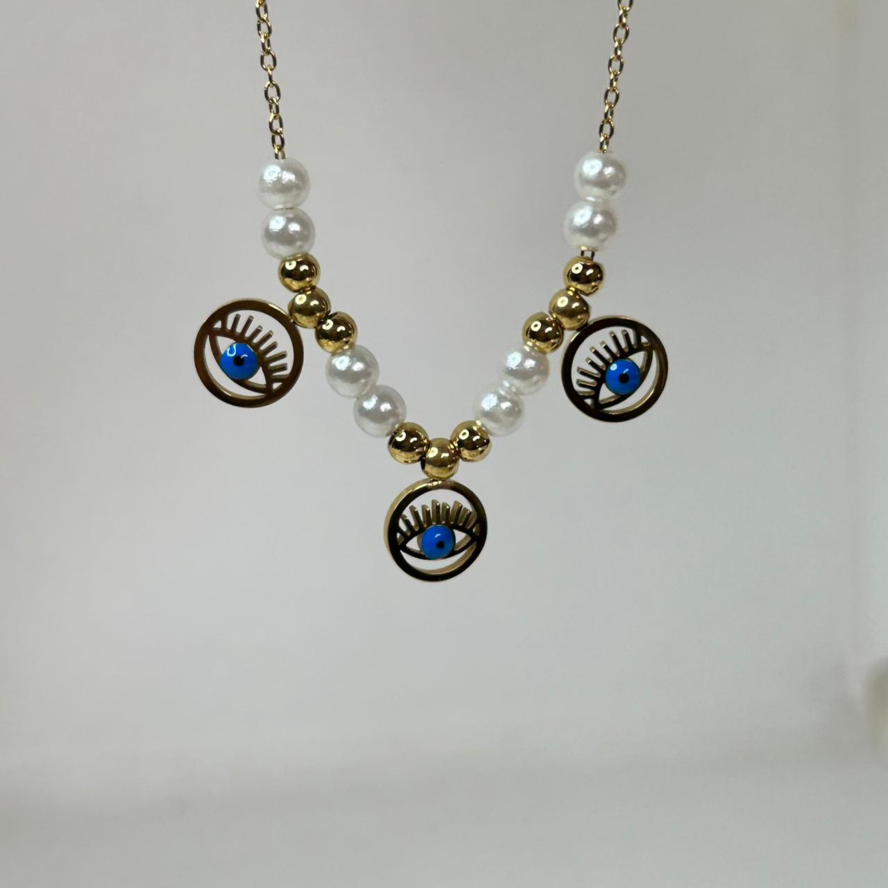 Evil Eye Pearl Necklace