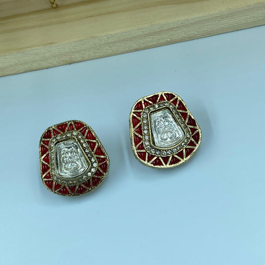 Meera Moisanite Stud Earrings (Red)