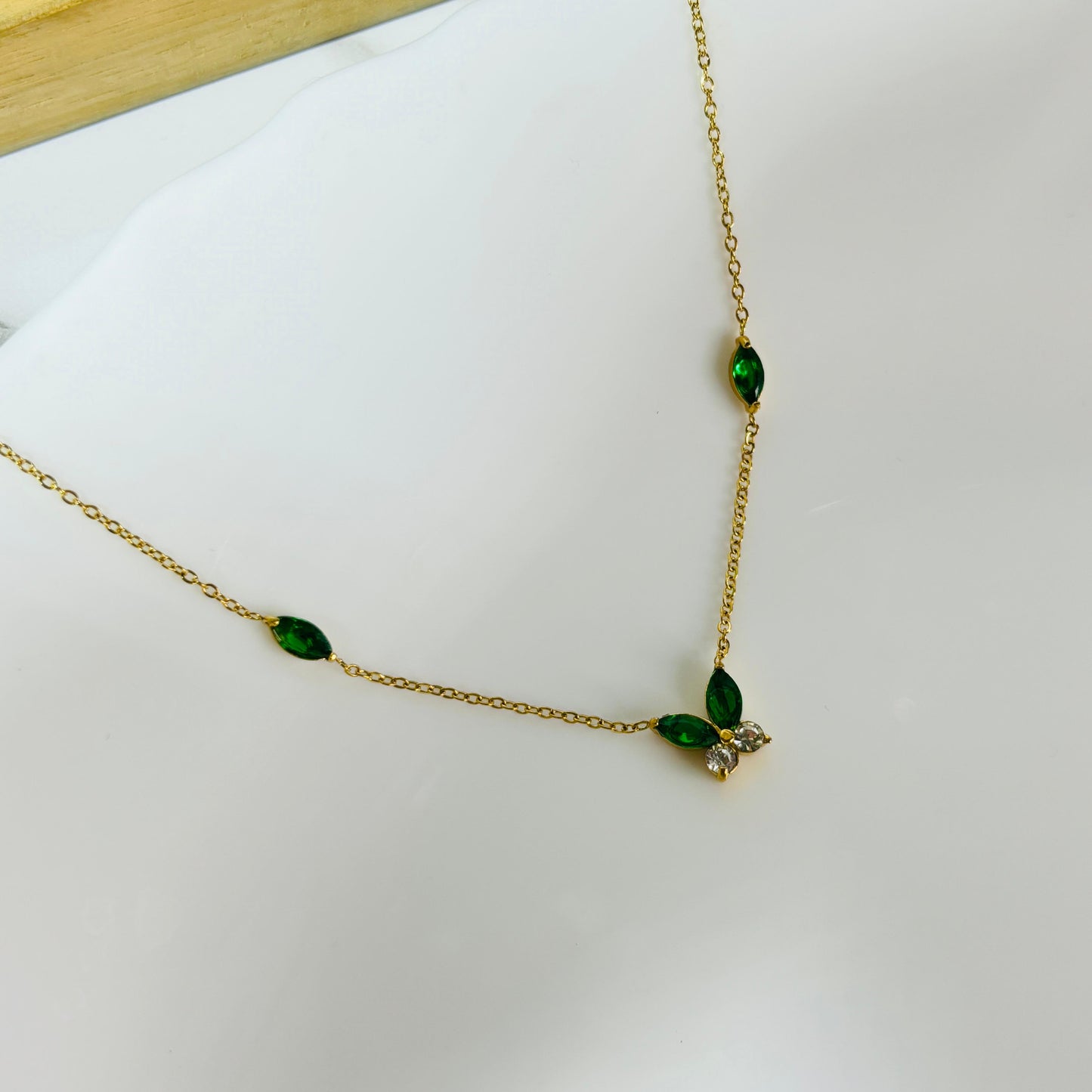 Emerald Little Butterfly Necklace
