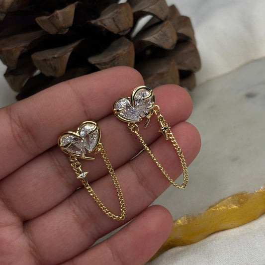 Heart crystal Chain Earrings
