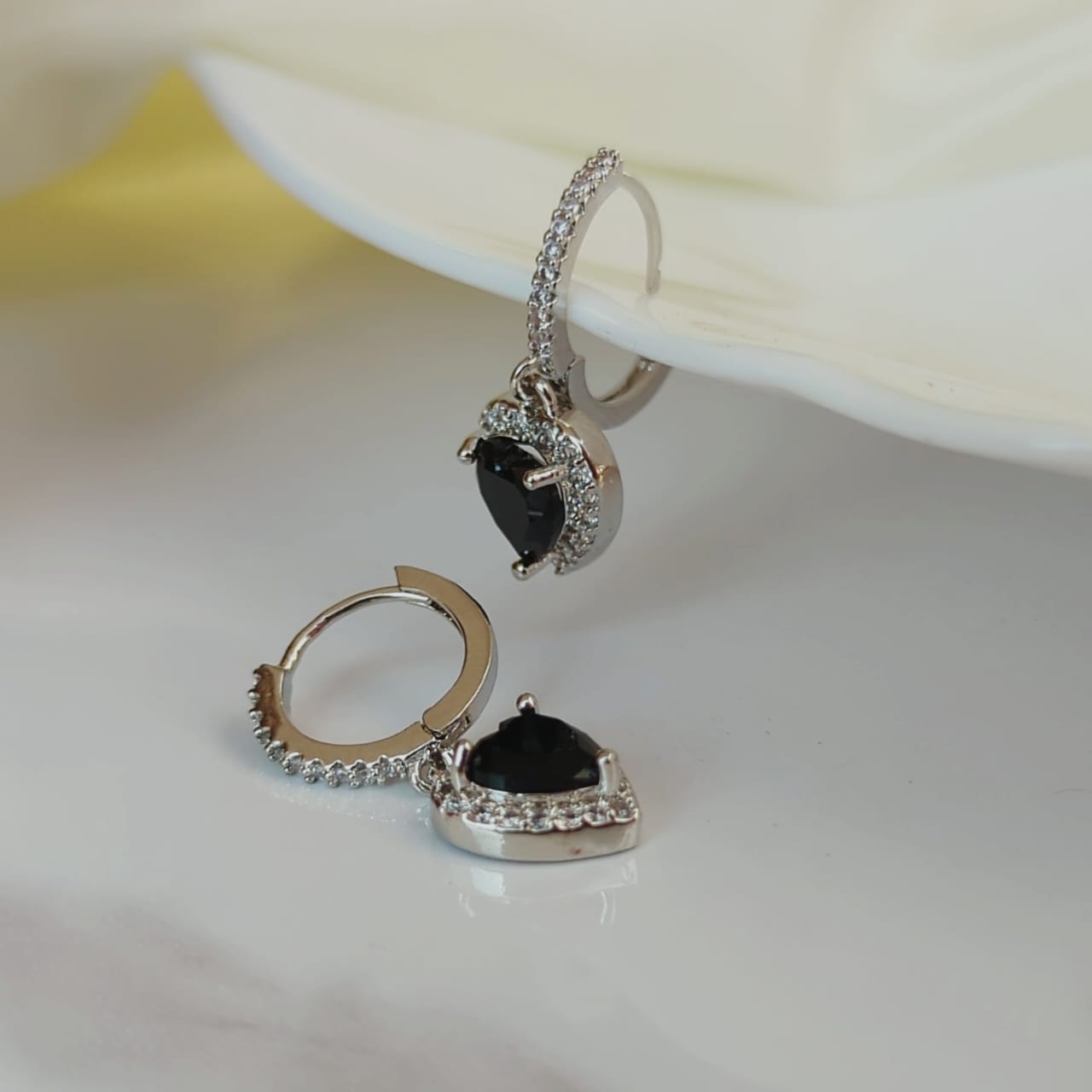 Black Heart Drop Earrings