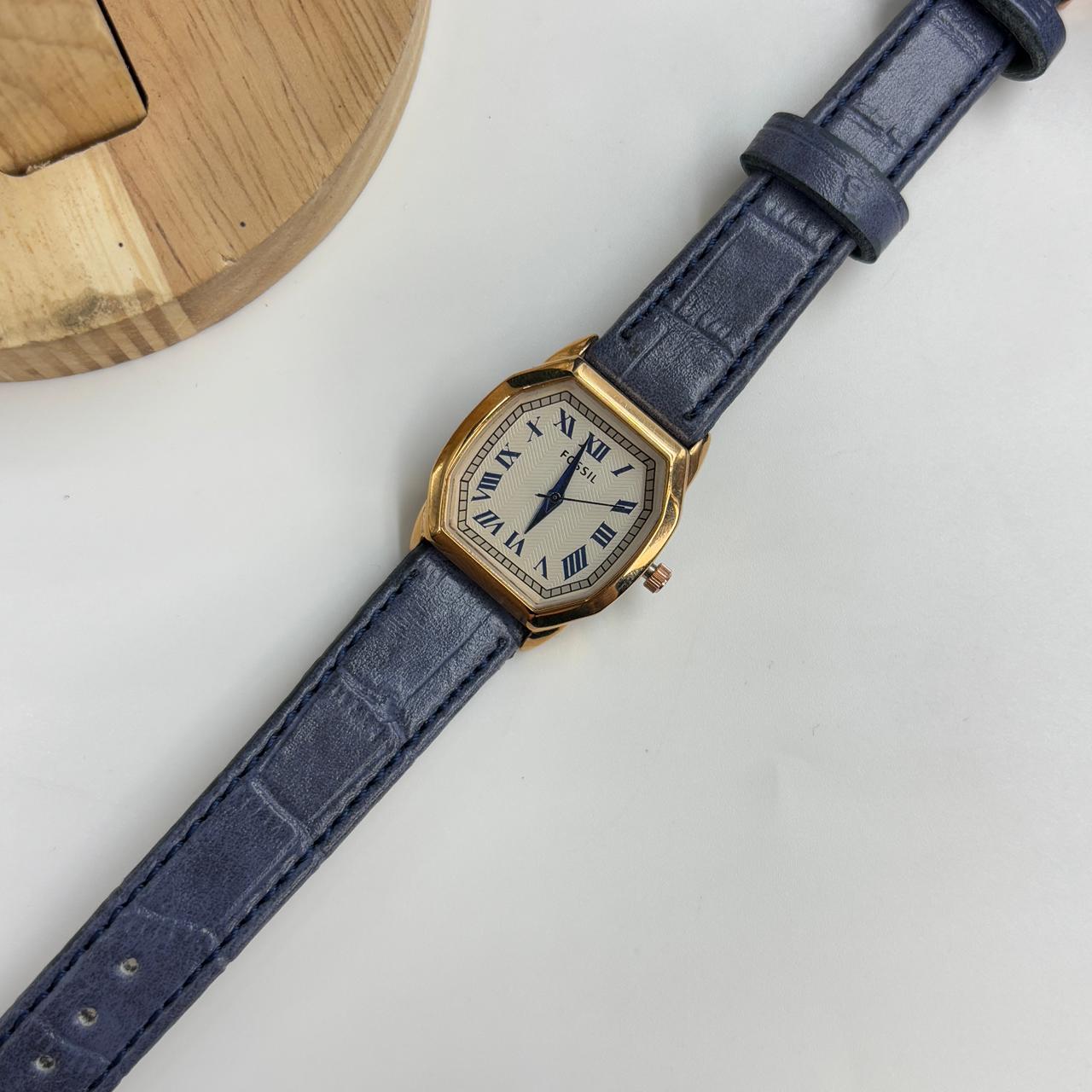 Fossil Vintage Leather Band Watch ( Blue )