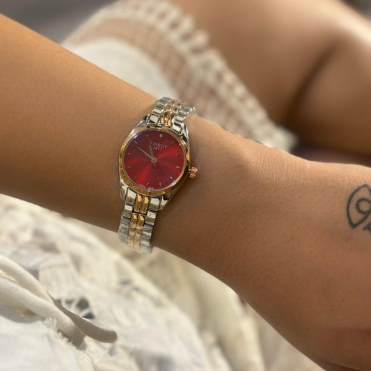 Tissot Dual Tone Red Luxe Watch