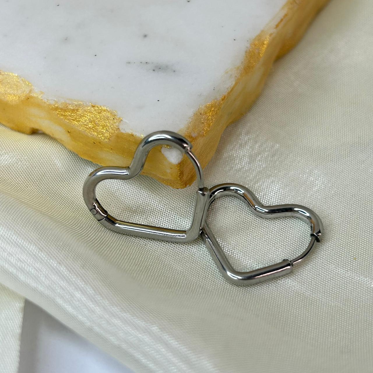 Classic Silver Heart Hoops
