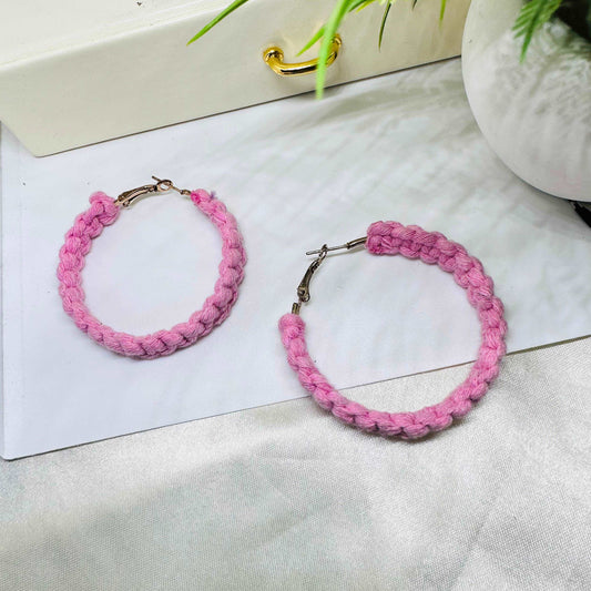 Baby Pink Macrame Hoops