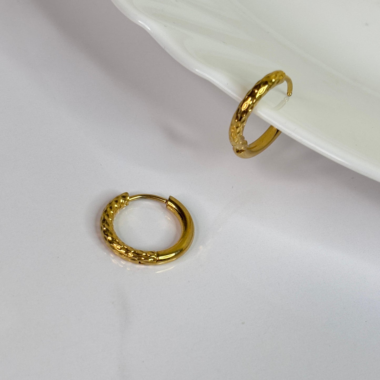 Reversible Textured Gold Hoops