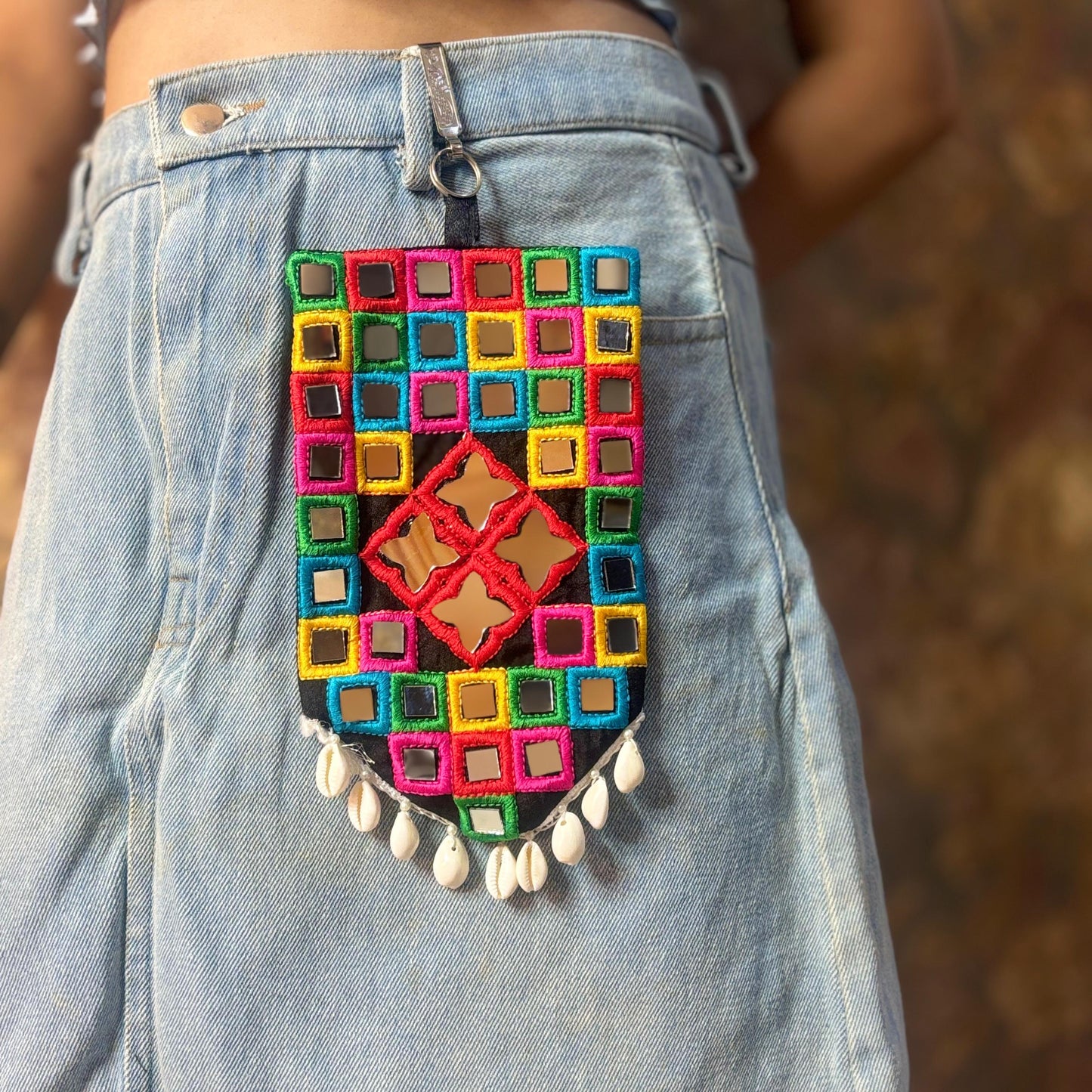 Mirror Diamond Waist Hanging Pouch