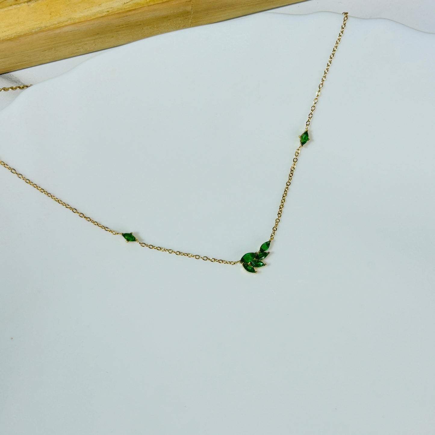 Emerald Leafy Necklace