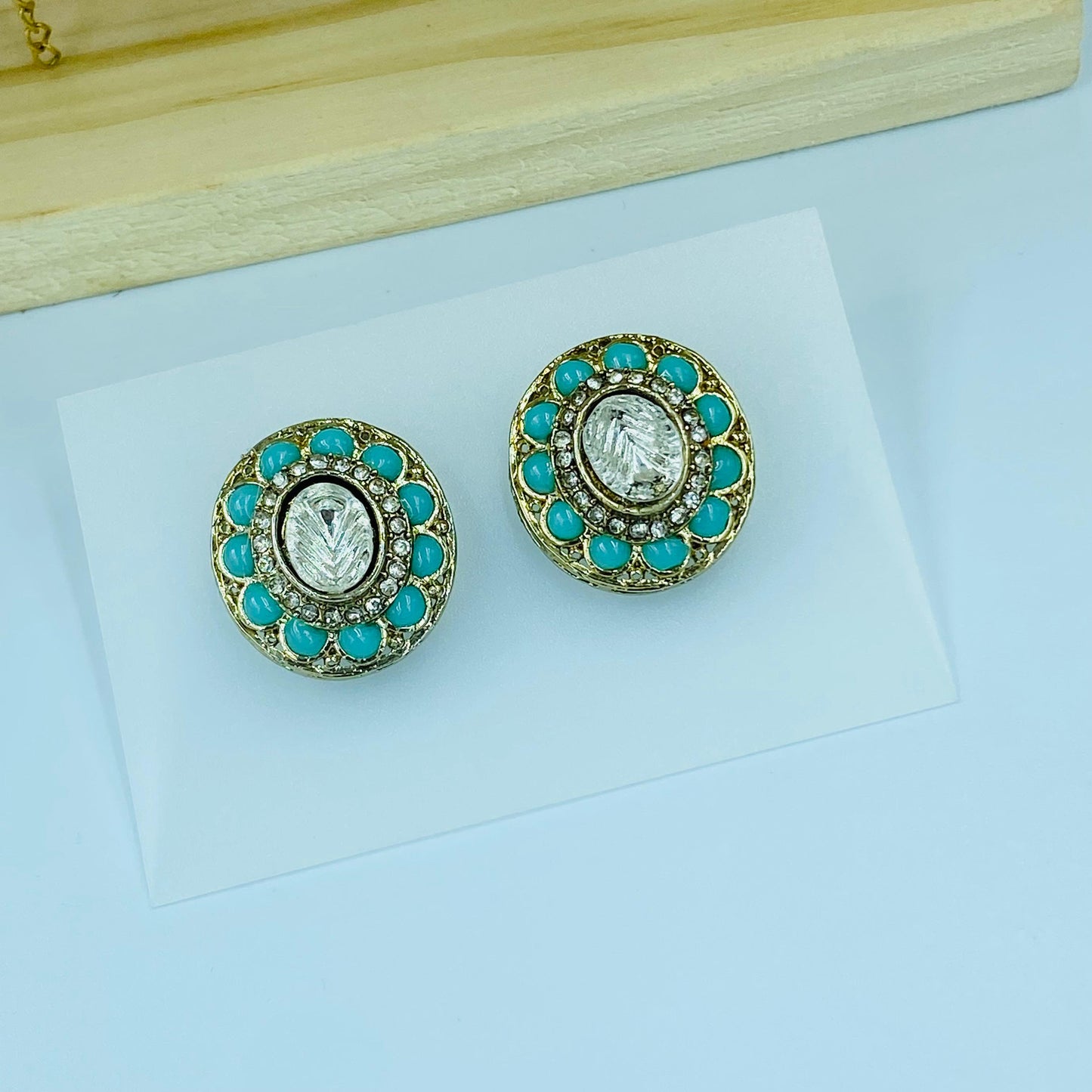 Anaya Moisanite Stud Earrings (Blue)