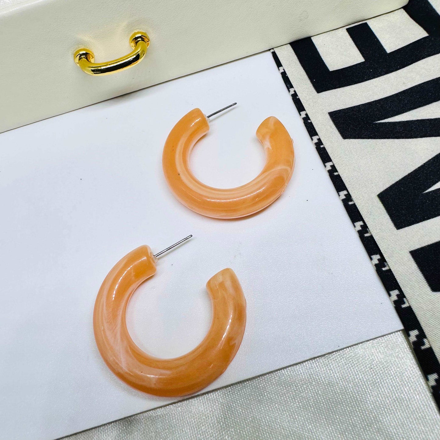 Apricot Resin Round Hoops