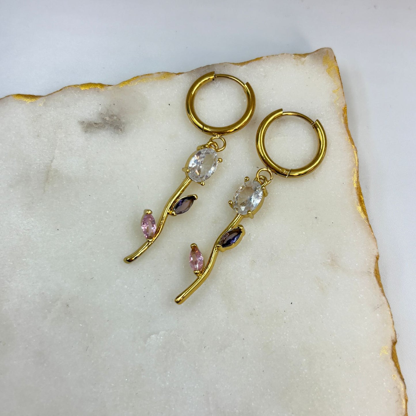 Tulip Cinderella Earrings (lavender-white)