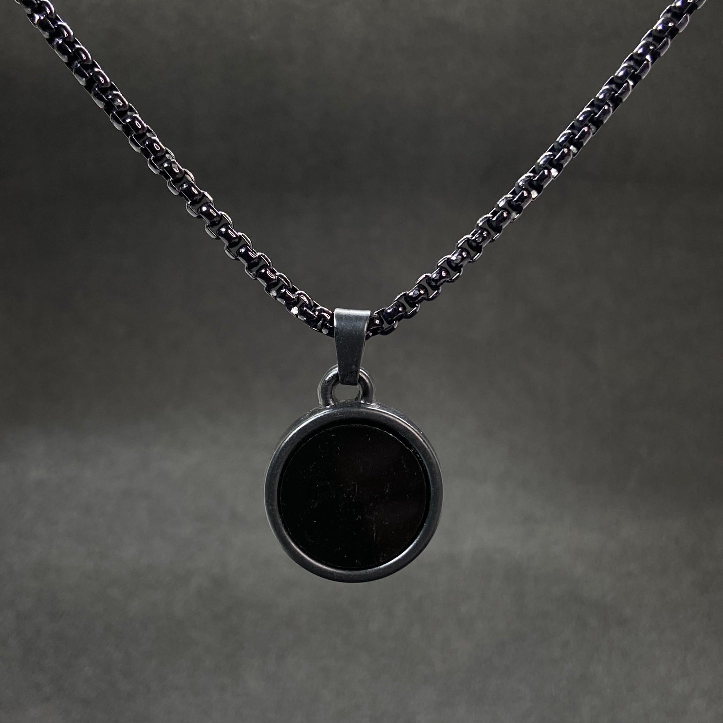 Caliber Round Black Pendant Men's Chain