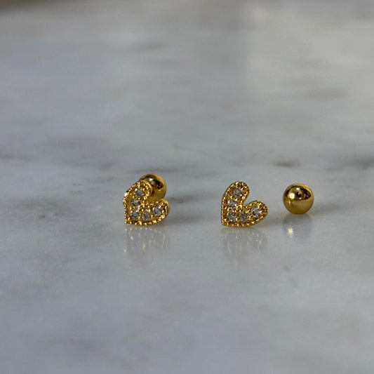 Heart Studded Flatback Earrings