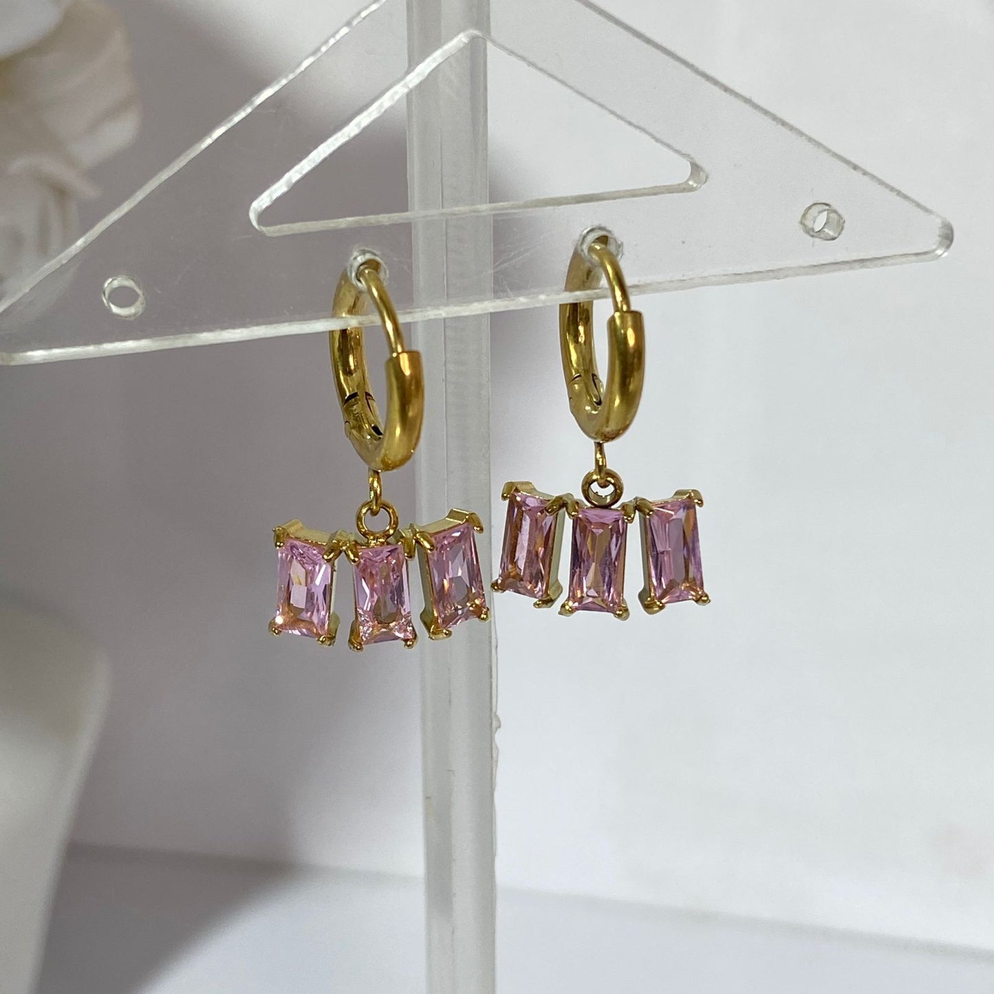 Pink Sapphire Cubic Zircona Huggies