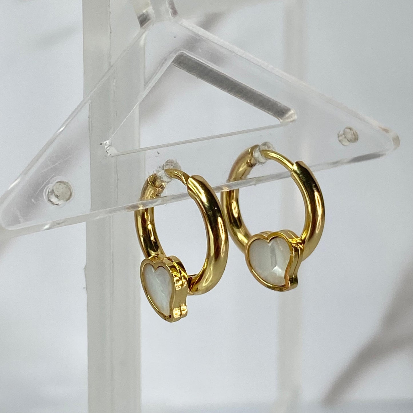 White Heart Mini Hoops