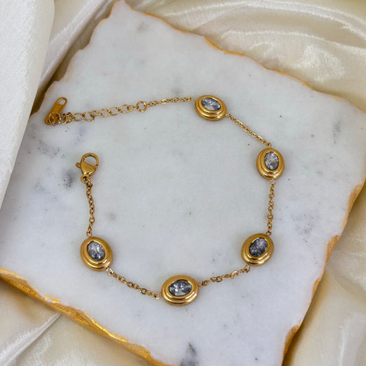 White Opal Chain Bracelet