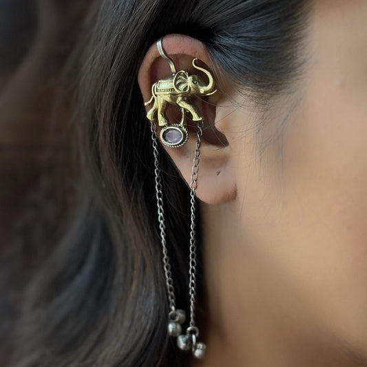 Gajraj No Piercing Vintage Ear Chains (Pink)
