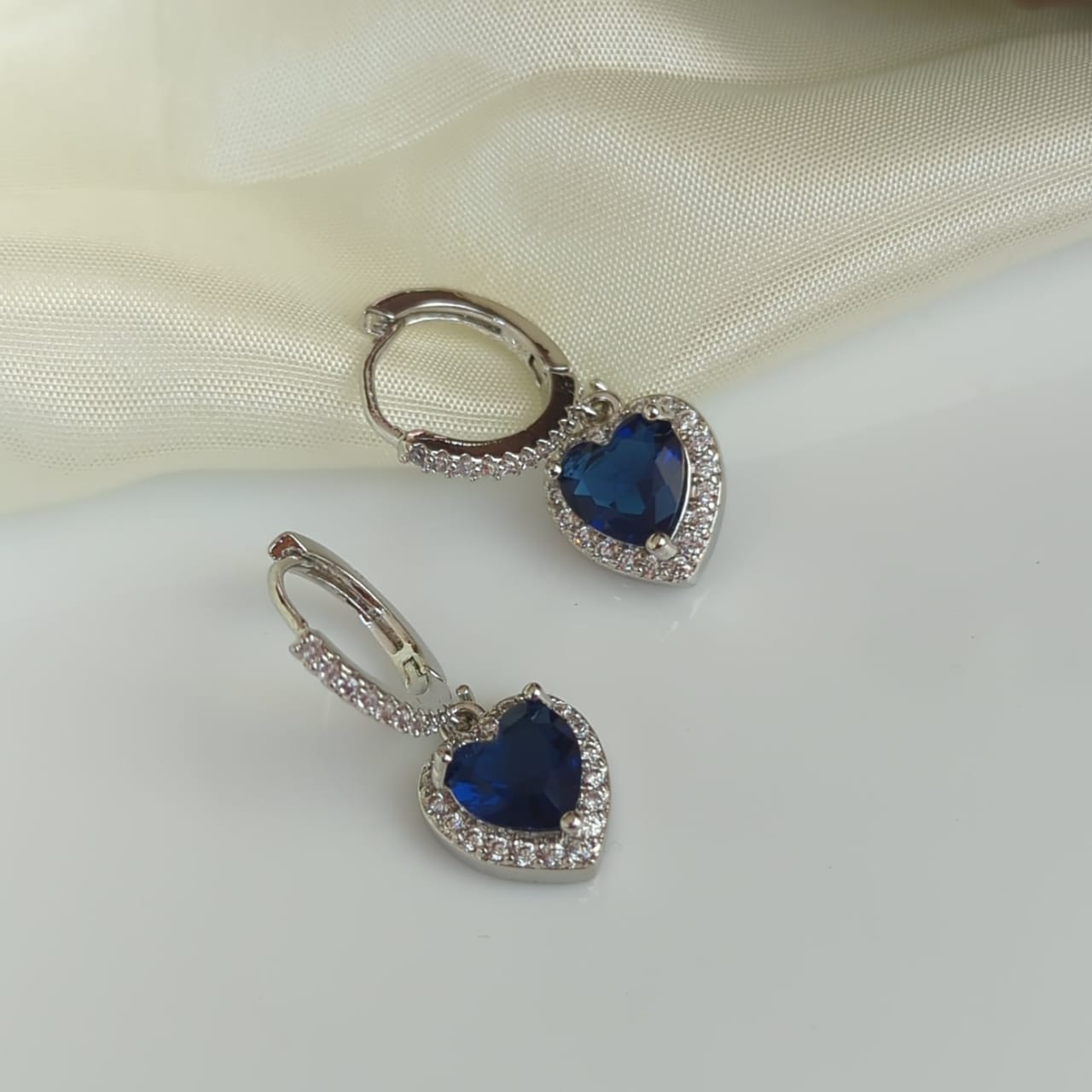 Blue Heart Drop Earrings