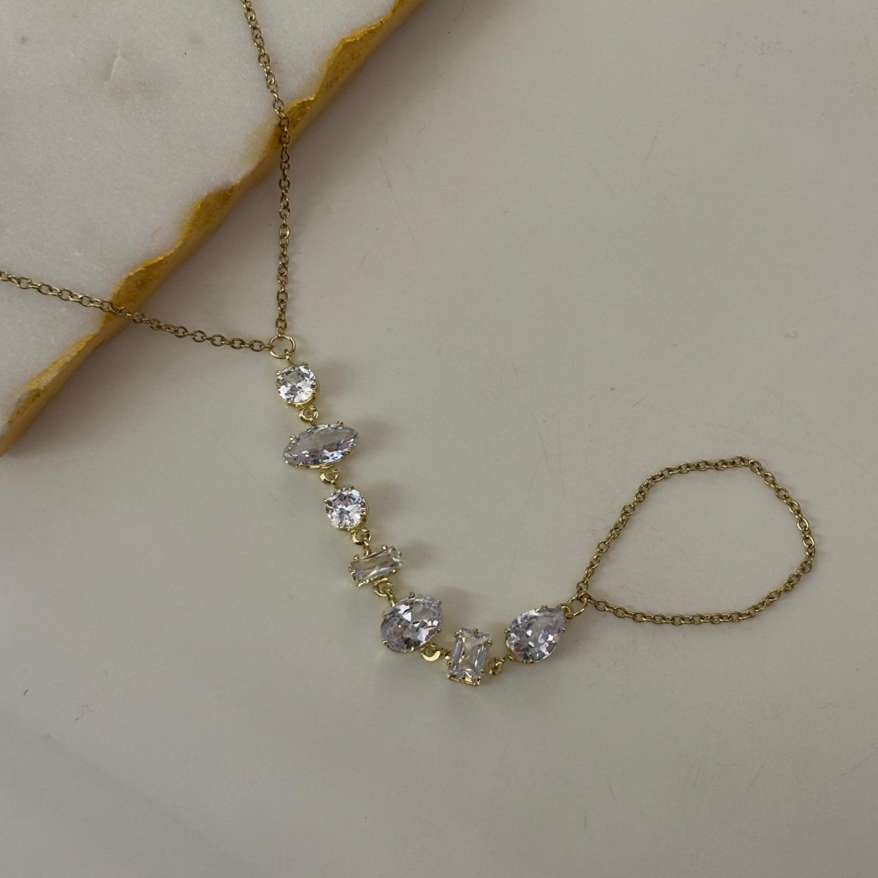 Crystal Bejewelled Hand Chain (White)
