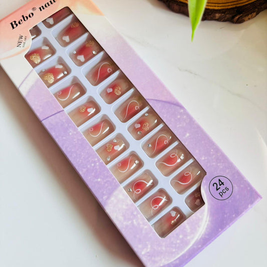 001 Embellished Gel Stick On Nails (Pack of24)