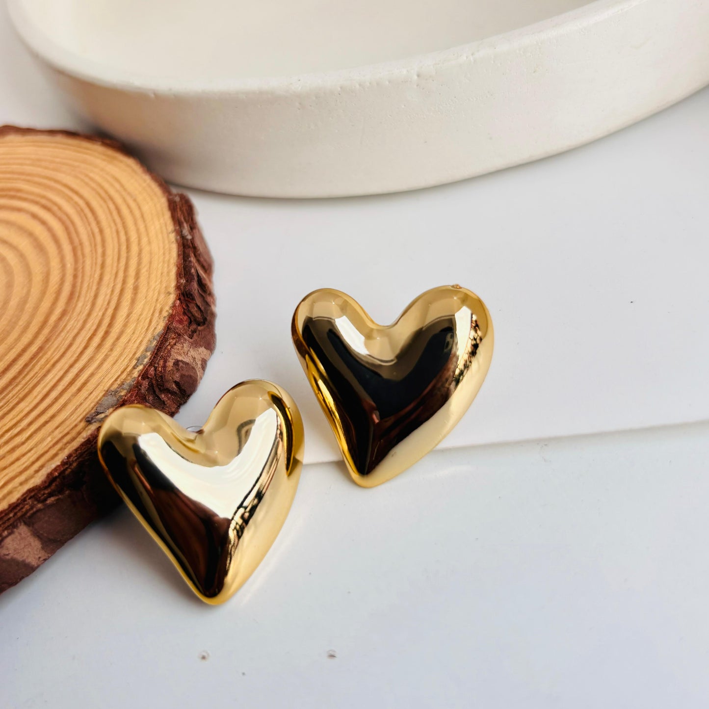 Heart Statement Earrings (Gold)