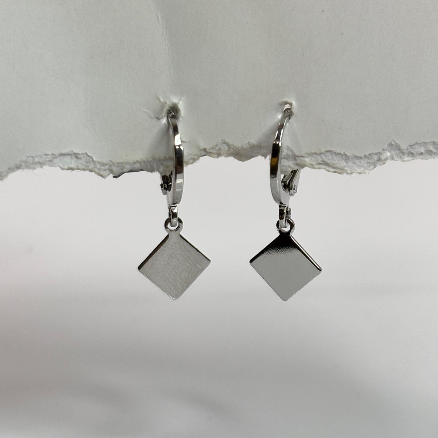 Square Silver huggies Earrings