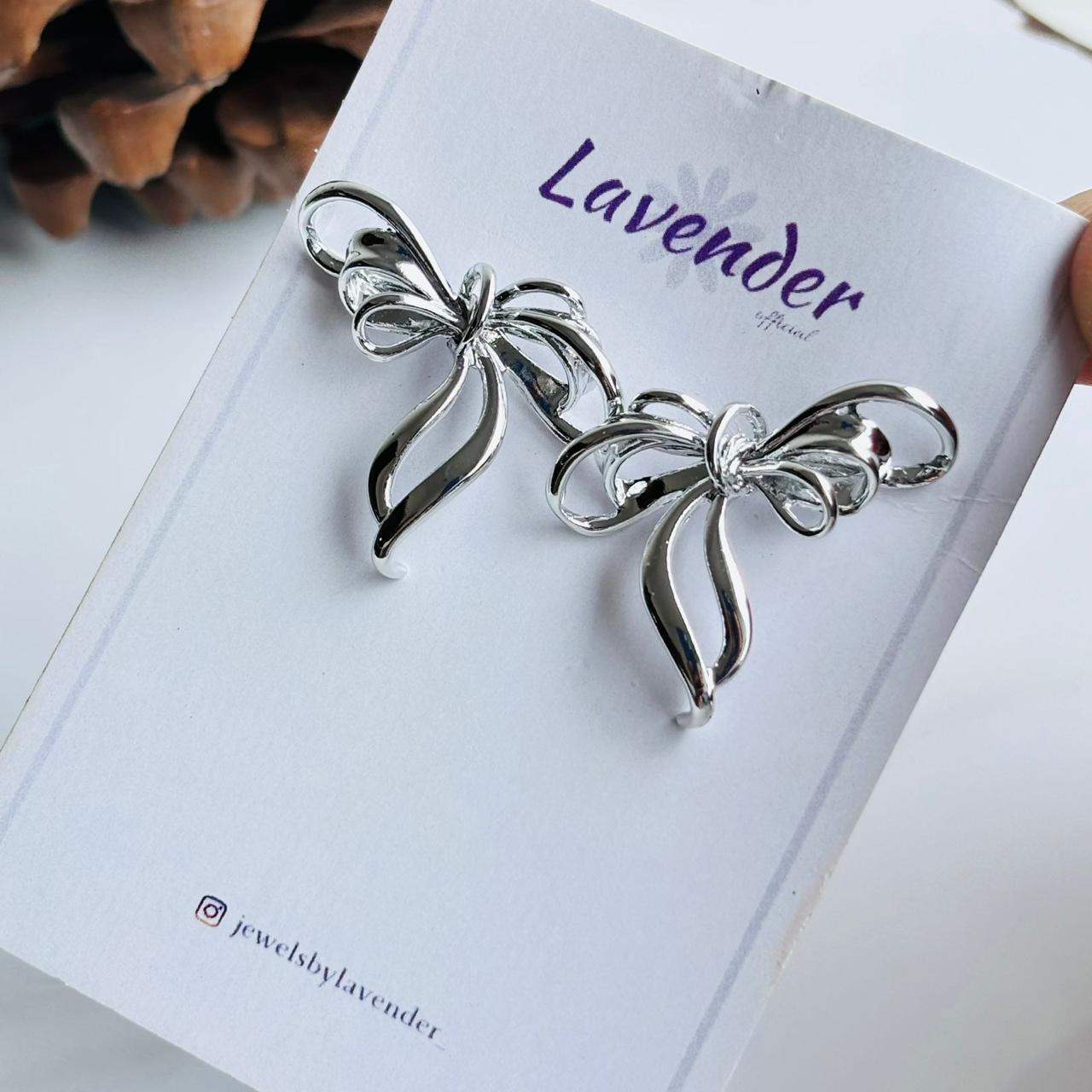 Bow Ruffle Earrings ( Silver)