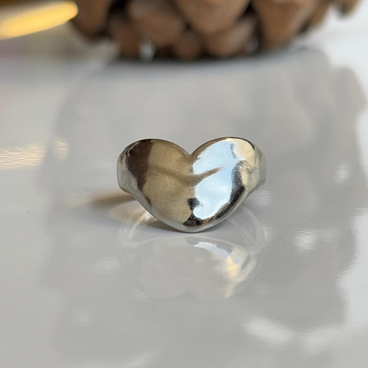 Soft Heart Silver Ring