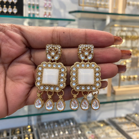 Naira Pakistani white Earrings
