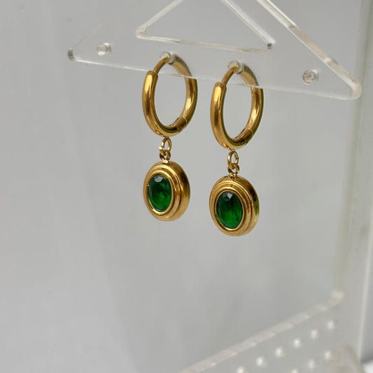 Opal Emerald Hoops