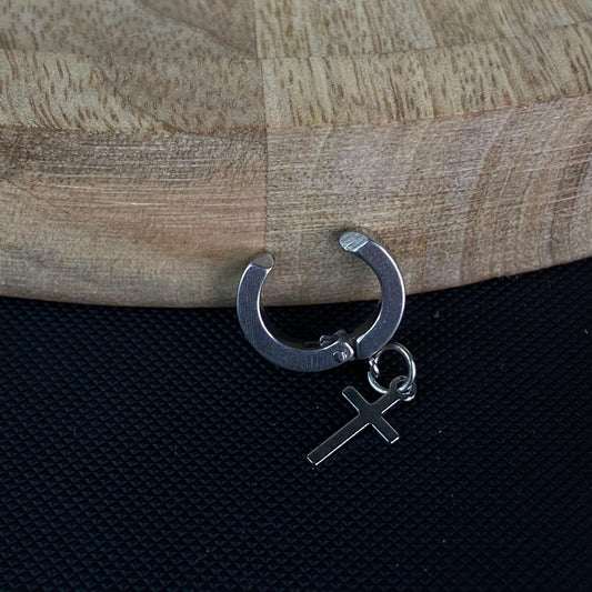 Cross #5 Men's Earring (Non-piercing)