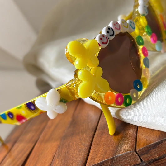 Yellow Beads Quirky Sunglasses (Kids size)