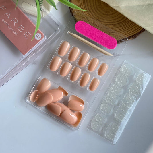 Peach Nude Gel Stick on Nails ( 24 nails)