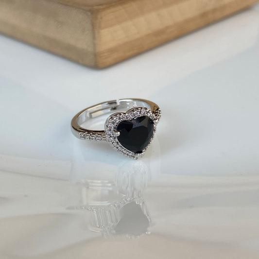 Black Heart Solitaire Ring