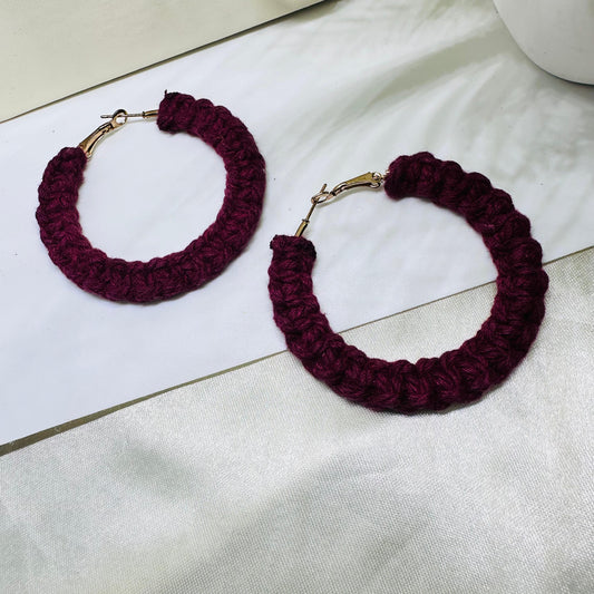 Maroon Macrame Hoops