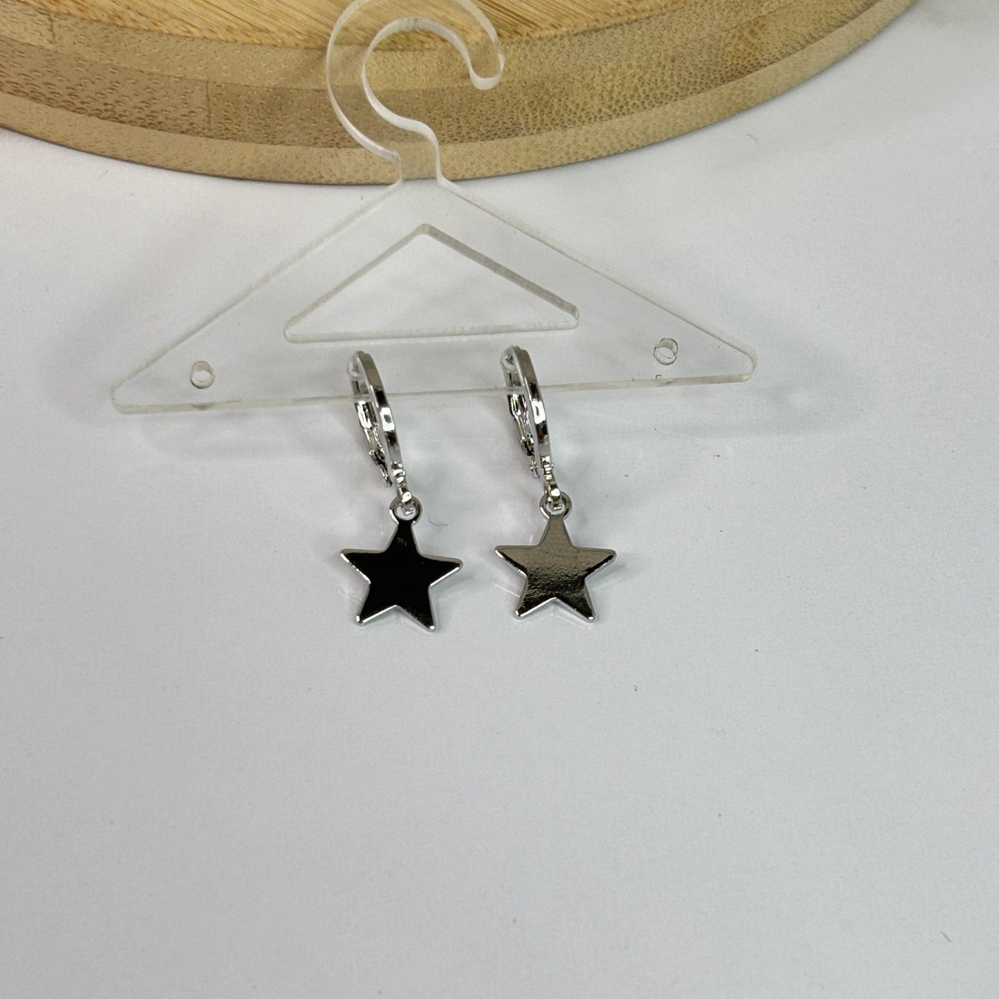 Star Silver Huggies Earrings