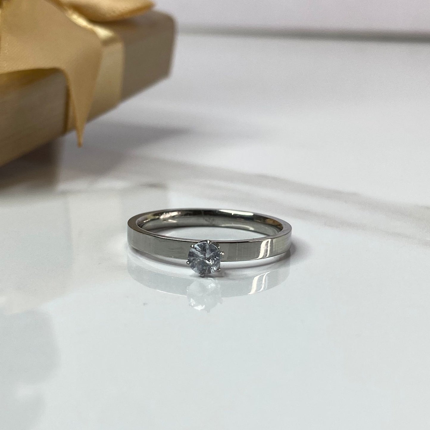 Classic Silver Solitaire Ring
