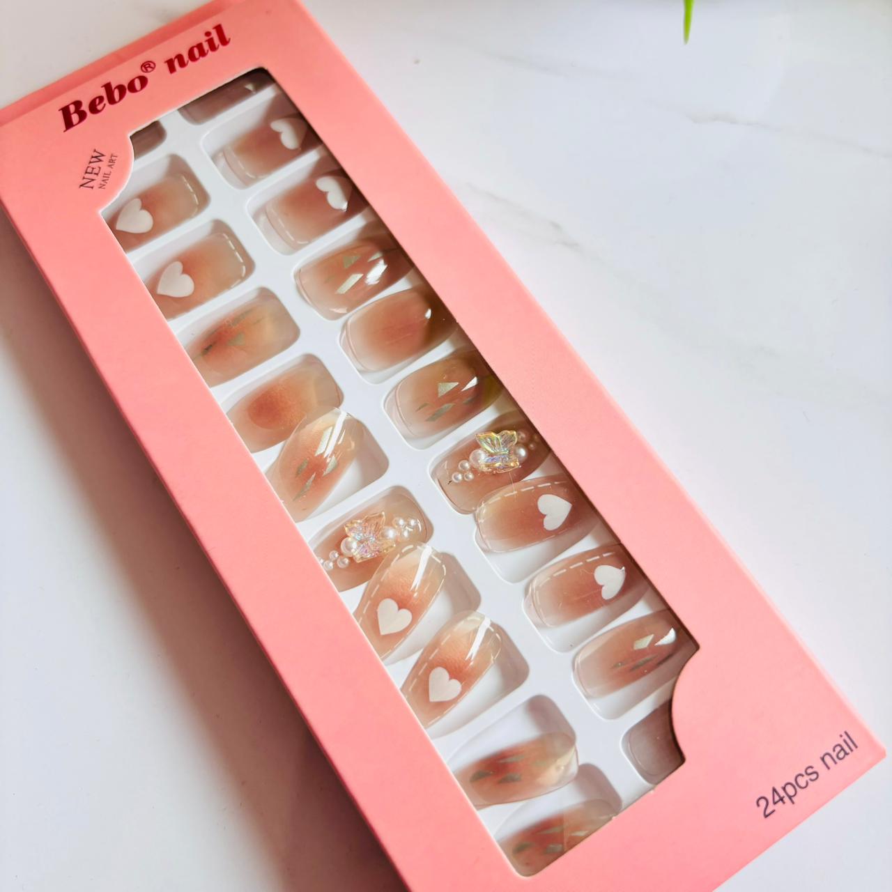 006 Embellished Gel Stick On Nails (Pack of24)