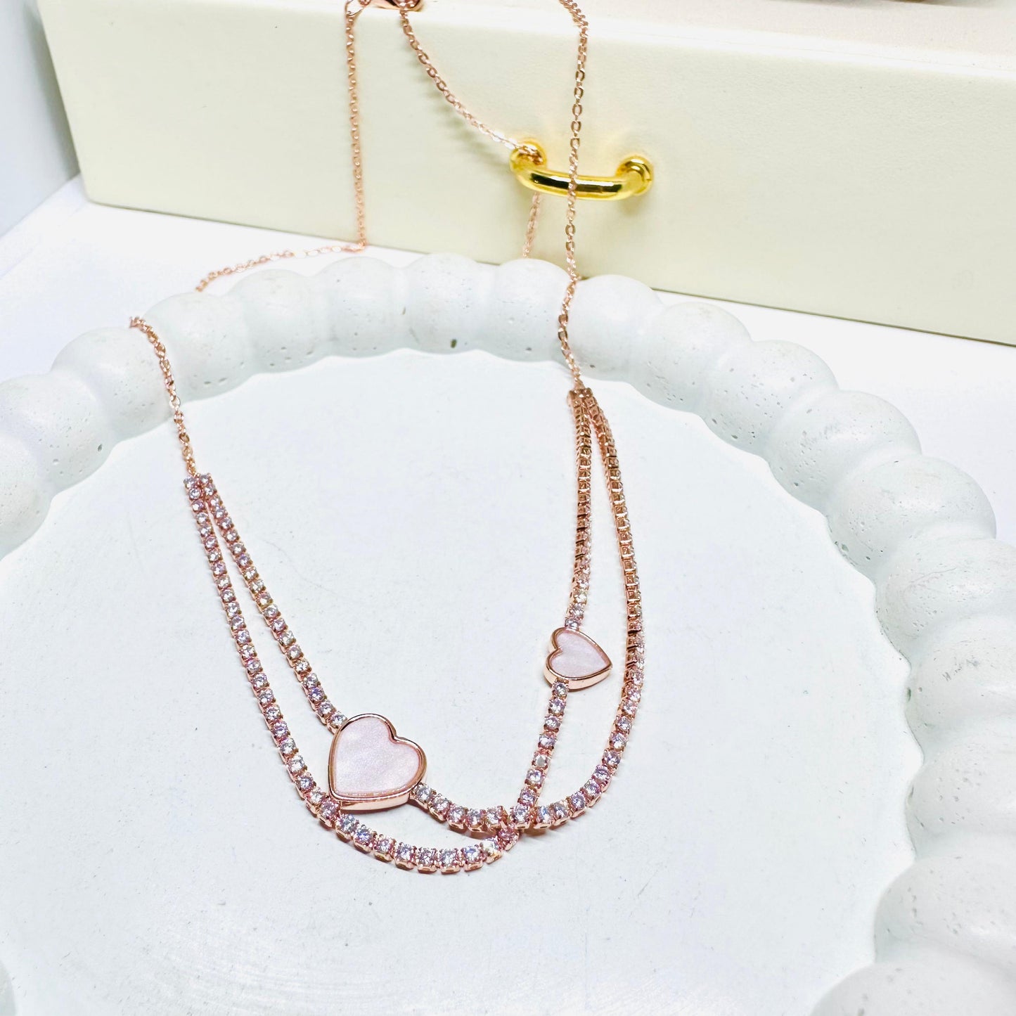 Heart Dual Tennis Necklace